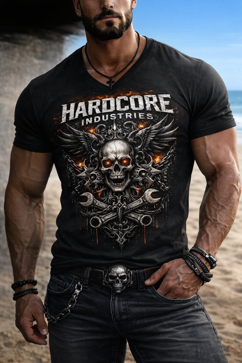 Hardcore "Skull and Steel Working Man" T-Shirt