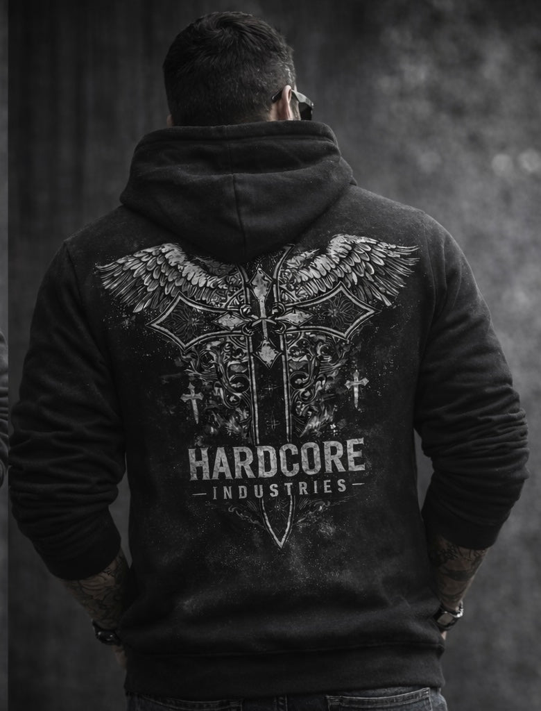 Hardcore "Cross with Wings" Hoodie