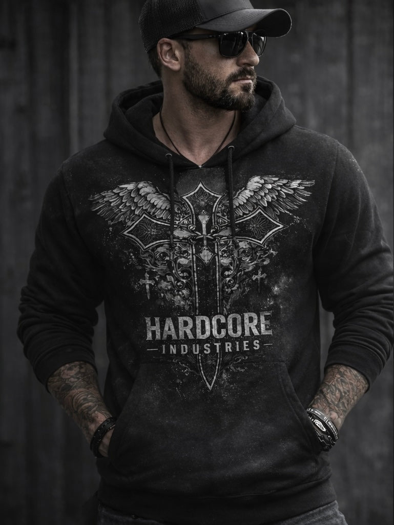 Hardcore "Cross with Wings" Hoodie