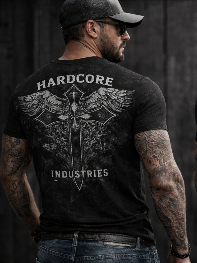 Hardcore "Cross with Wings" T Shirt